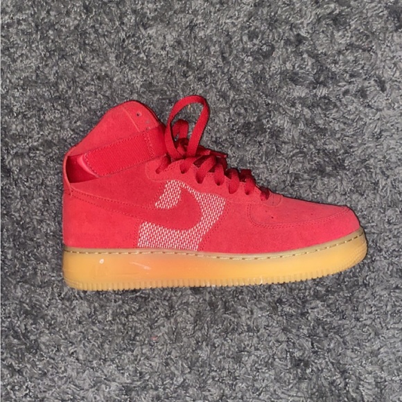 Red high top Nike Air-Force Ones - Picture 1 of 3